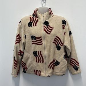 Mandal Bay American Flag Zip Up Turtleneck Sweater Size L